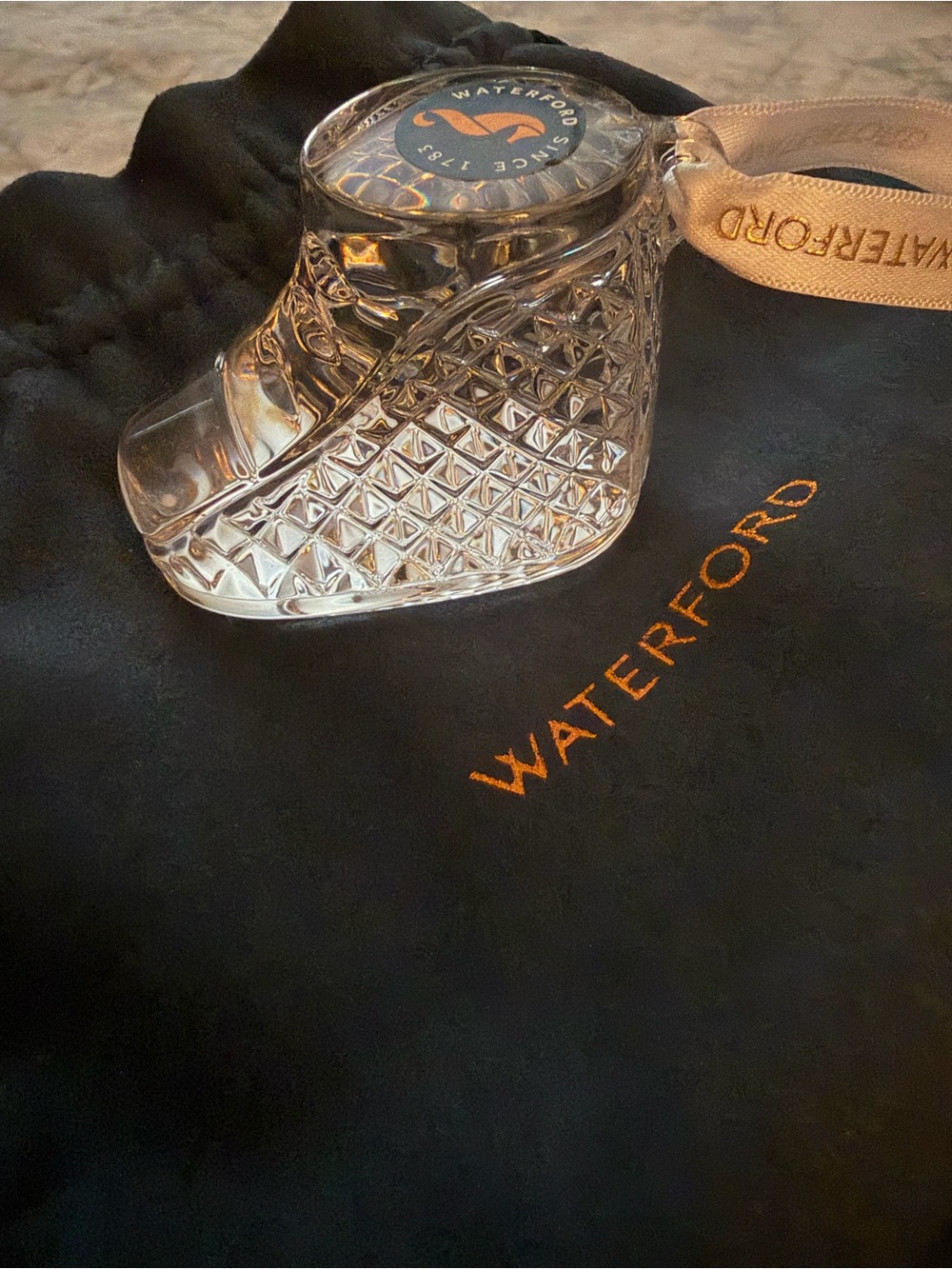 Waterford Crystal Baby Bootie Ornament, NWB